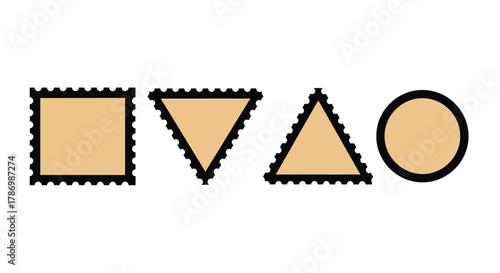 Blank geometric postage stamps ready for design creation