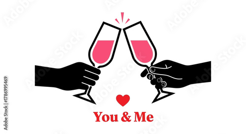 Celebrate love with champagne glasses cheers romantic valentine's day