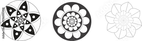 A collection of minimalist floral designs circular symmetry and balance art