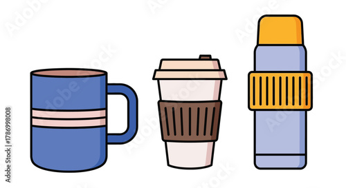 Enjoy your morning coffee with this mug, cup, and tumbler set