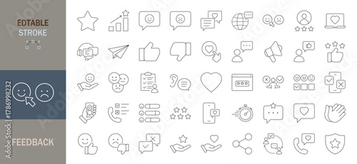 Feedback icon set.  Editable line icons. Vector illustration.