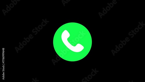 Green call button with white phone receiver isolated illustration icon.