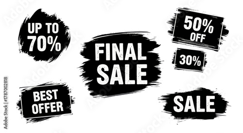Promotional graphics with final sale best offer up to seventy percent fifty percent and thirty percent text