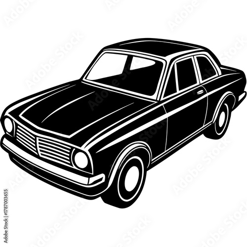 Classic two door sedan car silhouette