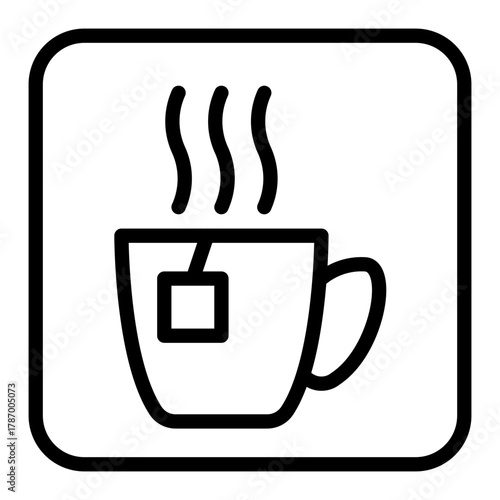 Tea Cup with Teabag Hot Drink Line Icon