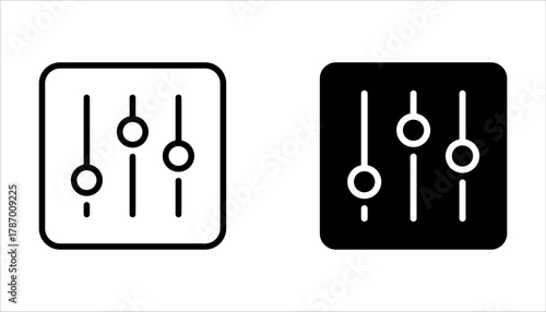 Control Panel Line Icon set. Adjustment Button Pictogram on white background