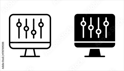 Control Panel Line Icon set. Adjustment Button Pictogram on white background