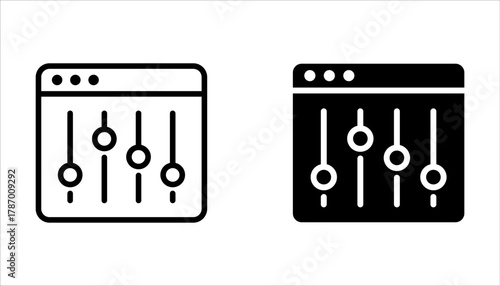 Control Panel Line Icon set. Adjustment Button Pictogram on white background