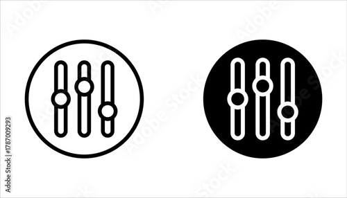 Control Panel Line Icon set. Adjustment Button Pictogram on white background