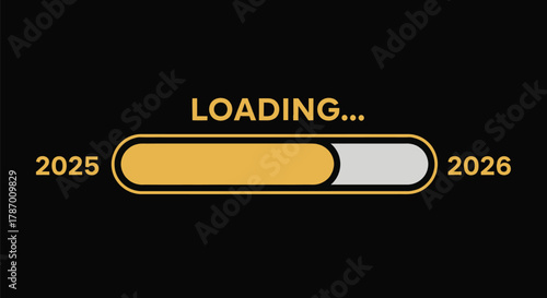 Loading bar animation from year 2025 to 2026 progress indicator