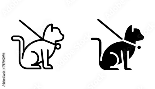Dog collar icon set. Linear vector illustration from dog and cat training collection on white background