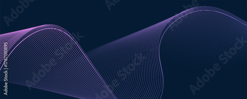 dark abstract background futuristic gradation curved lines and light particles. Simple design