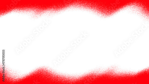 Fototapeta Naklejka Na Ścianę i Meble -  Vibrant red spray paint texture borders frame a clean white space perfect for text or graphic overlays