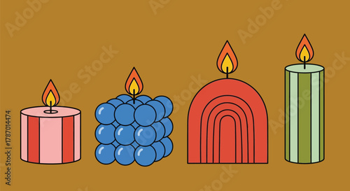 Decorative candles modern art home decor wax lights flame design set