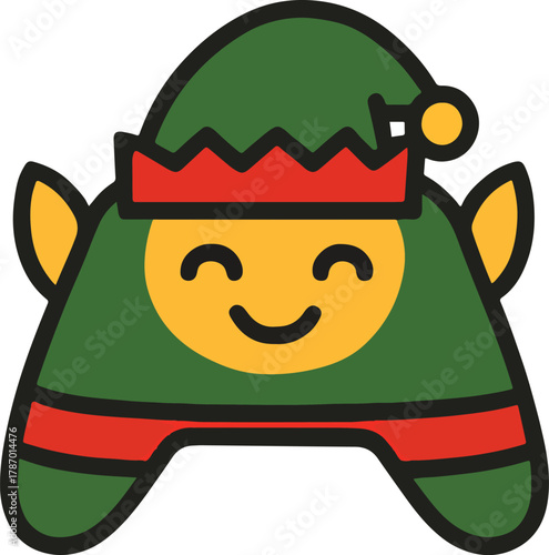 Santa Claus Game Controller Icon – Festive Christmas Gaming Vector Design