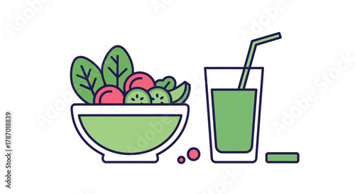 Enjoy a vibrant salad and green smoothie for healthy lifestyle trends