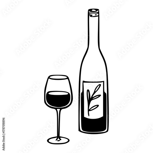 hand drawn wine doodle for bar menu