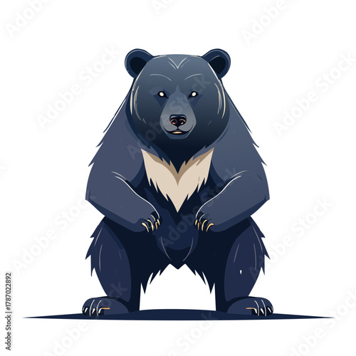 熊のベクターイラスト ツキノワグマ  警告標識 熊出没 注意喚起