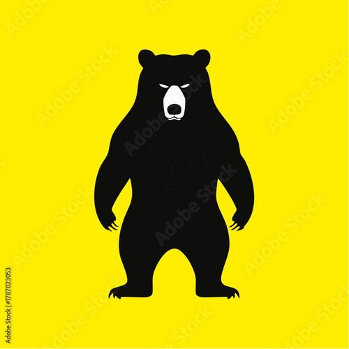 熊のシルエットのベクターイラスト 警告標識 熊出没 注意喚起