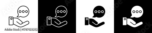 Advice icon set in line and glyph style on black and white background