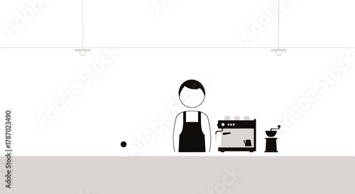 Barista Preparing Coffee Behind the Counter in a Modern Coffee Shop