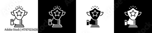 Pool Rewards icon set in line and glyph style on black and white background