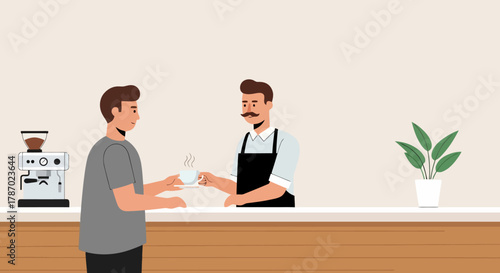 Customer Paying for Food at Modern Cafe Counter with Barista