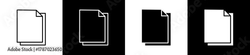 White Paper icon set in line and glyph style on black and white background