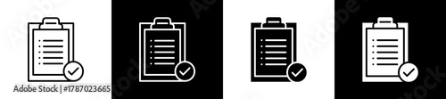 Catalog icon set in line and glyph style on black and white background