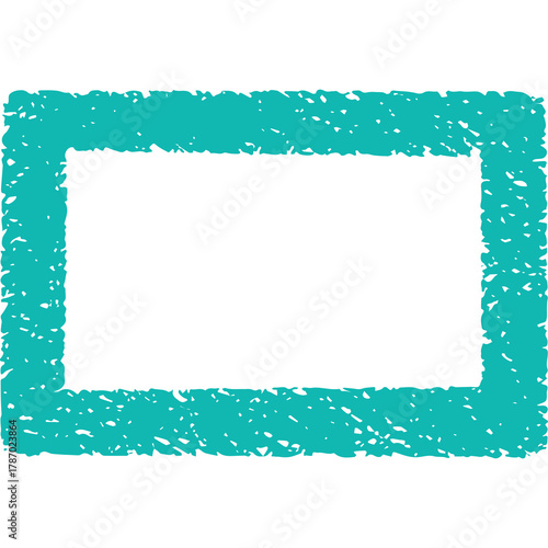 A Textured Turquoise Rectangular Frame With A White Empty Space Inside On A Transparent Background