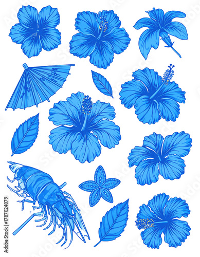 Refreshing blue mai tai cocktail, a rum-based tropical drink with a striking color presentation, isolated on a white background