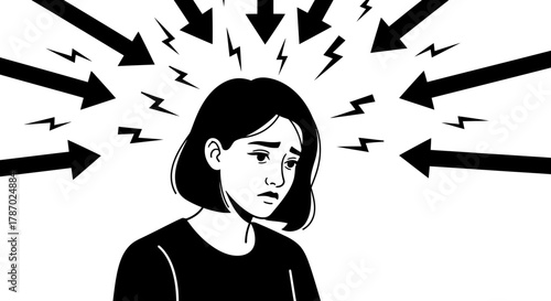 Woman feeling overwhelmed by pressure and stress in modern times