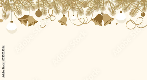 Festive bells and Christmas ornaments background