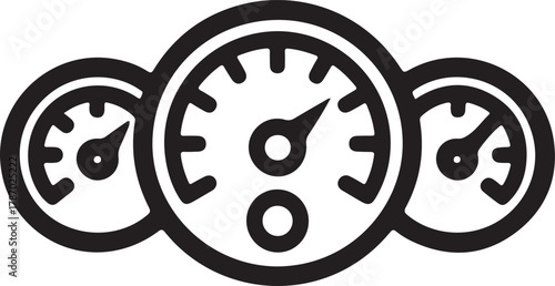 Car dashboard gauges speedometer tachometer fuel and temperature