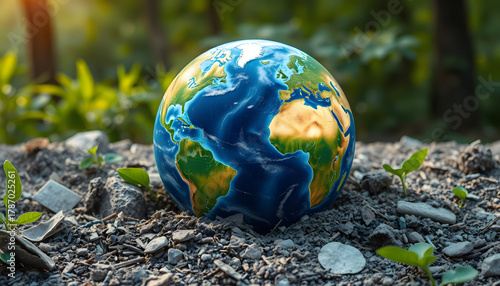 Earth is changing due to pollution.Earth planet dirty and polluted. Environmental protection and waste reduction for a clean planet it is necessary to eliminate CO2 emissions.