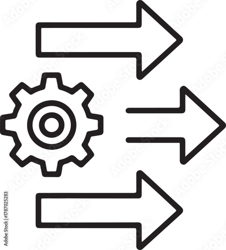 Gear and arrows symbolizing process flow and automation