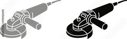 Print Angle Grinder Power Tool Icon Set for Construction Vector illustration