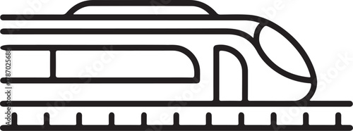 Modern high speed train icon on railway tracks