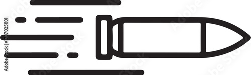 Fast moving bullet icon with motion trails