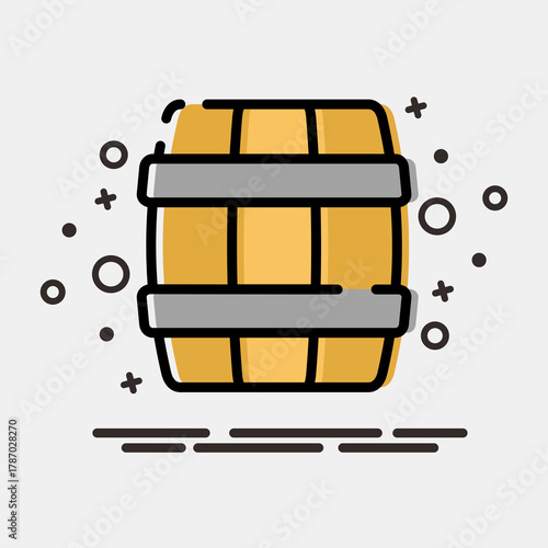 Icon barrel. Pirates theme elements. Icon in MBE style.