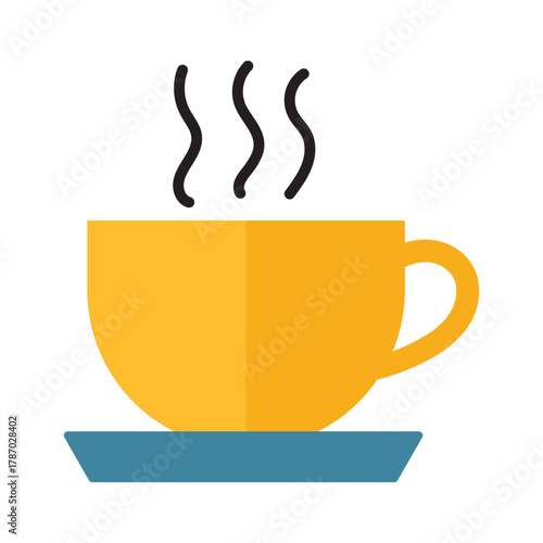 Hot drink icon vector illustration of coffee or tea cup with steam for cafe or restaurant menu
