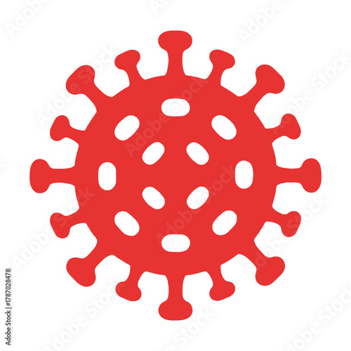 Red Virus Icon Vector: Global Pandemic, Medical, and Health