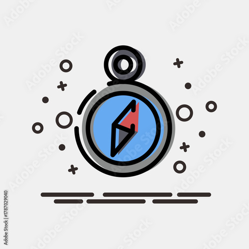 Icon compass. Pirates theme elements. Icon in MBE style.