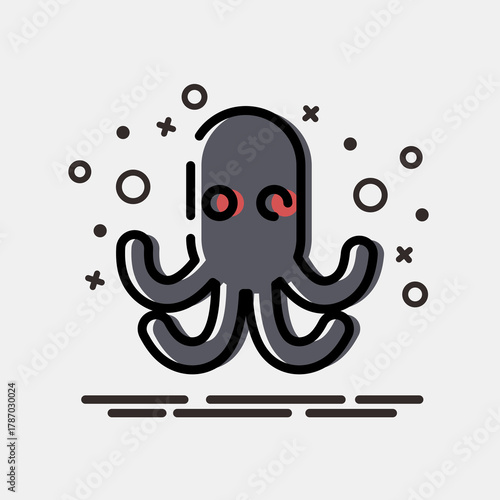Icon octopus. Pirates theme elements. Icon in MBE style.
