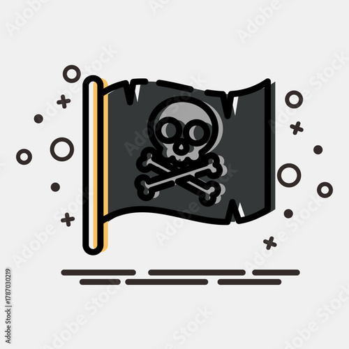 Icon pirate flag. Pirates theme elements. Icon in MBE style.