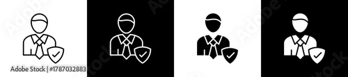 Content Wording icon set in line and glyph style on black and white background