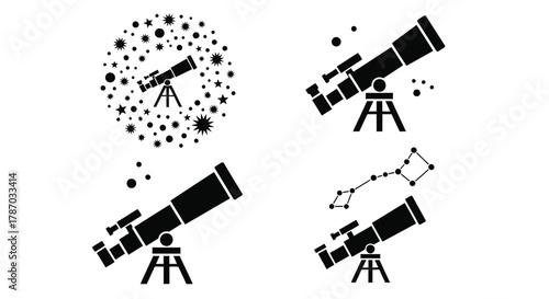 Telescope vector illustration astronomy space exploration concept