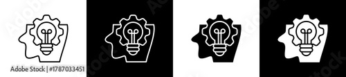 Inspiration icon set in line and glyph style on black and white background