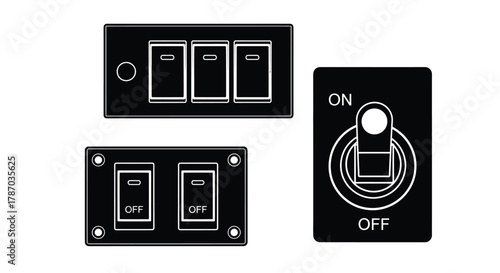 Electrical switch vector illustration on off toggle switch design