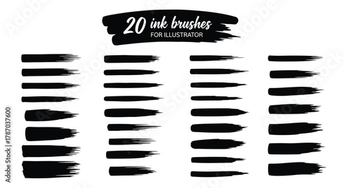 Vector ink brush strokes set for illustrator and graphic design